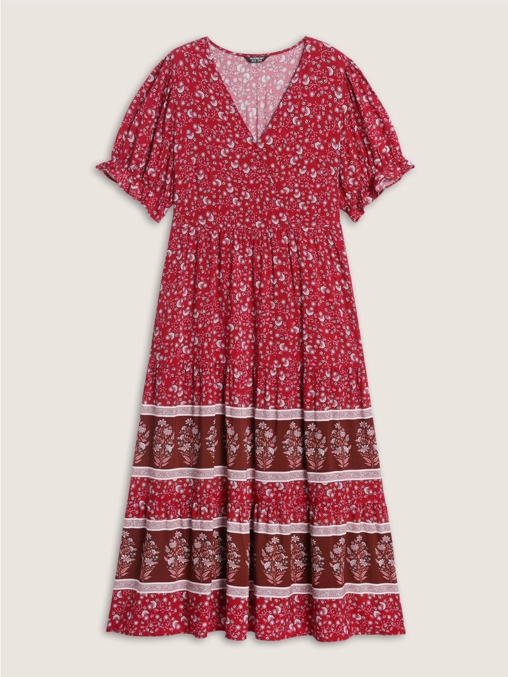 Bloomchic Plus Size Red Floral V-Neck Maxi Dress - Picture 6 of 6